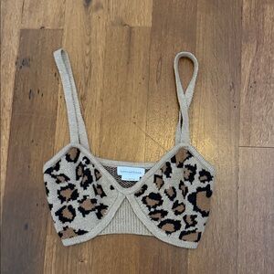 Lovers + Friends Tan and Black Knit Crop Top